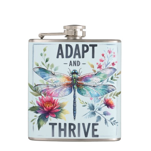 適応と繁栄 – 芸術的 Dragonfly フラスク (正面)
