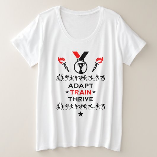 適応不能スポーツギフト プラスサイズTシャツ (デザイン正面)