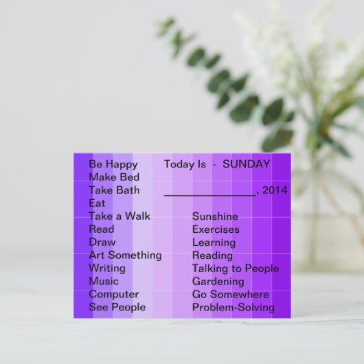 適応型リビングツール日替えリストを使用してカードの日曜日を実行 ポストカード (スタンド正面)