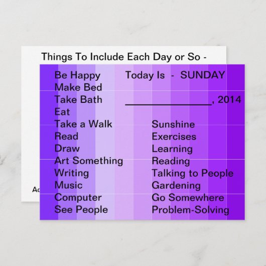 適応型リビングツール日替えリストを使用してカードの日曜日を実行 ポストカード (正面/裏面)
