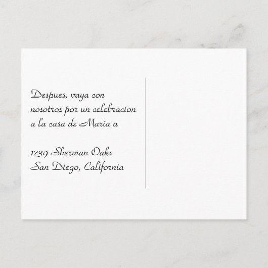 適応性キンセアニェラインビタシオンタルジェタ インビテーションポストカード (裏面)