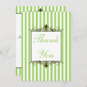 適用グリーン、白、茶色のストライプサンキューカード サンキューカード (正面/裏面)