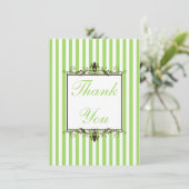 適用グリーン、白、茶色のストライプサンキューカード サンキューカード (スタンド正面)