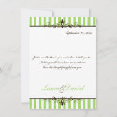 適用グリーン、白、茶色のストライプサンキューカード サンキューカード (裏面)