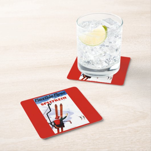 適用範囲が広いフライヤのSplitkeinの木のスキー広告宣伝 スクエアペーパーコースター (インサイチュ)