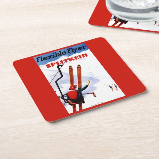 適用範囲が広いフライヤのSplitkeinの木のスキー広告宣伝 スクエアペーパーコースター (アングル)