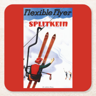 適用範囲が広いフライヤのSplitkeinの木のスキー広告宣伝 スクエアペーパーコースター