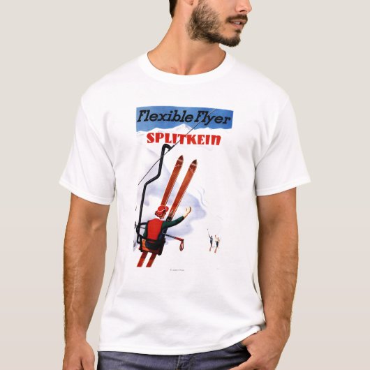 適用範囲が広いフライヤのSplitkeinの木のスキー広告宣伝 Tシャツ (正面)