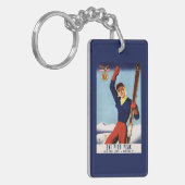 適用範囲が広いフライヤPinのスキー女の子 キーホルダー (正面左)