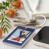 適用範囲が広いフライヤPinのスキー女の子 キーホルダー (正面右)