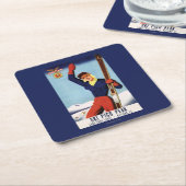 適用範囲が広いフライヤPinのスキー女の子 スクエアペーパーコースター (アングル)