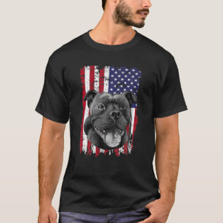 遭難アメリカ国旗（犬）スタッフォードブルテリア Tシャツ