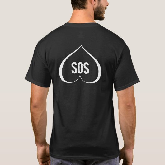 遭難ハートSOSホット Tシャツ (裏面)