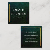 遭難緑色縁ど金ゴールド スクエア名刺 (正面/裏面)