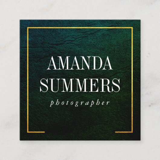遭難緑色縁ど金ゴールド スクエア名刺 (正面)