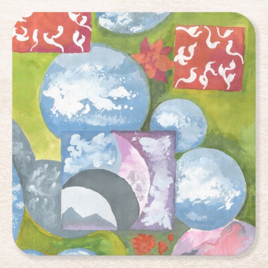 遵守フォークアートバイアンヤ スクエアペーパーコースター (正面)