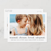選ばれた最愛の養子ミニマル写真の採用 ポストカード (正面/裏面)