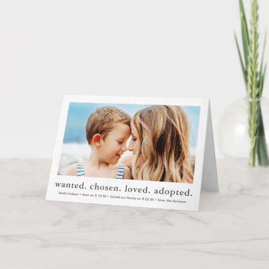 選ばれた最愛の養子ミニマル写真の採用 案内状 (正面)