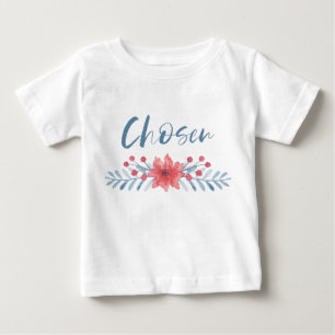 選ばれた青く、ピンクの花の子供の採用 ベビーTシャツ