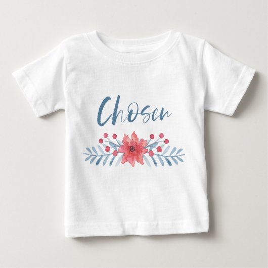 選ばれた青く、ピンクの花の子供の採用 ベビーTシャツ (正面)