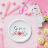 選ばれた青く、ピンクの花の子供の採用 ペーパープレート (パーティー)