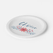 選ばれた青く、ピンクの花の子供の採用 ペーパープレート (アングル)