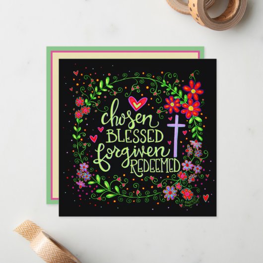 選ばれ 救われ かわいい イースター 花 ノートカード (正面/裏面インサイチュ)