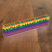 選り抜き虹は調整します! (ストライプのなデザインの) ~ デスクネームプレート (側面)