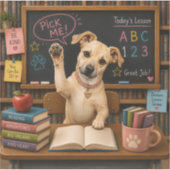 選んで!かわいい学校の犬がパーを上げています シール (正面)