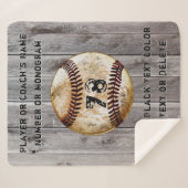 選パーソナライズされた手やコーチの野球の贈り物 シェルパブランケット (正面(横))