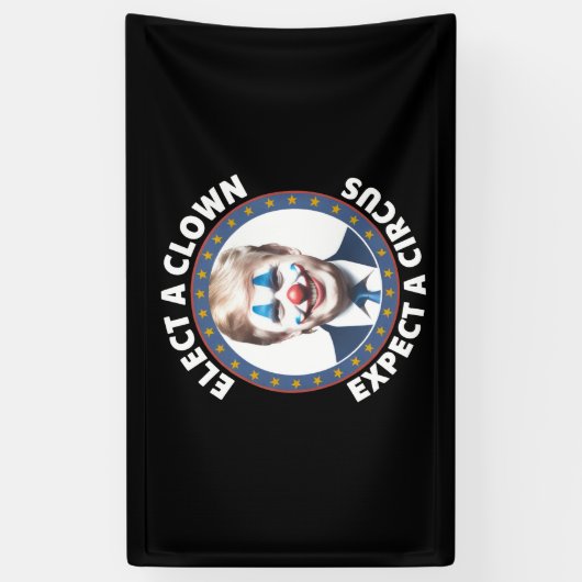 選ピエロはサーカス政治を期待しておもしろいいる 横断幕 (縦)