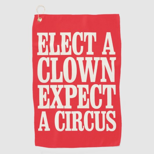選ピエロは、政治的にアンチを誇大宣伝すると予想する ゴルフタオル (正面)
