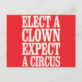 選ピエロは、政治的にアンチを誇大宣伝すると予想する ポストカード (正面)