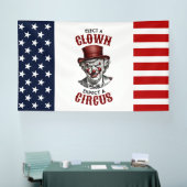選ピエロ、サーカスのアンチおもしろいトランプ 横断幕 (トレードショー)