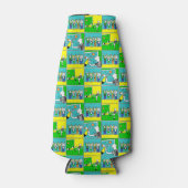 選手とファンとのサッカーデザインサッカーテーマ ボトルクーラー (正面)