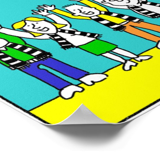 選手と応援ファンとのサッカーデザイン ポスター (角)