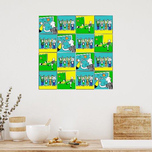 選手と応援ファンとのサッカーデザイン ポスター (キッチン)