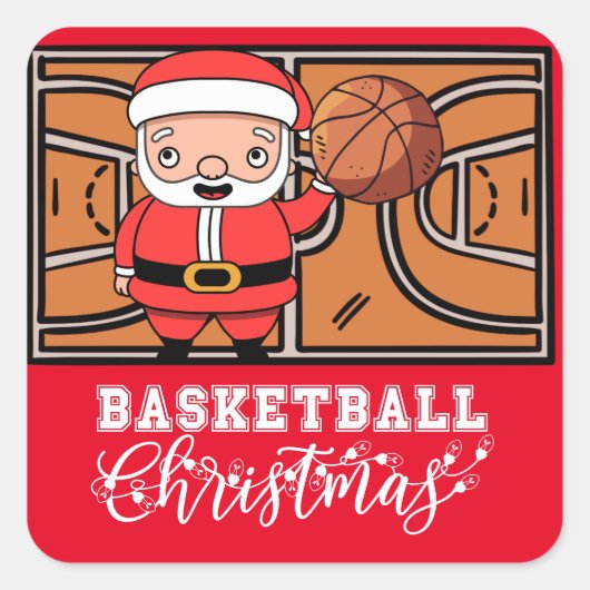 選手のためのサンタクロースからのバスケットボールクリスマス スクエアシール (正面)