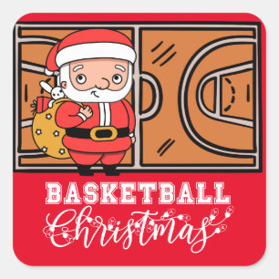 選手のためのサンタクロースからのバスケットボールクリスマス スクエアシール