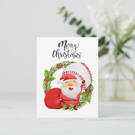 選手のためのサンタクロースと野球のクリスマス シーズンポストカード (スタンド正面)