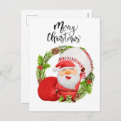 選手のためのサンタクロースと野球のクリスマス シーズンポストカード (正面/裏面)