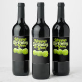 選手のためのボールであなたにテニスの誕生日 ワインラベル (ボトル)