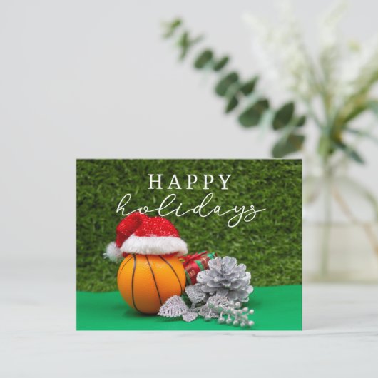 選手のためのボールとバスケットボールの幸せな休日 シーズンポストカード (スタンド正面)