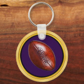 選手のための安い紫と金ゴールドのサッカーの贈り物 キーホルダー (裏面)