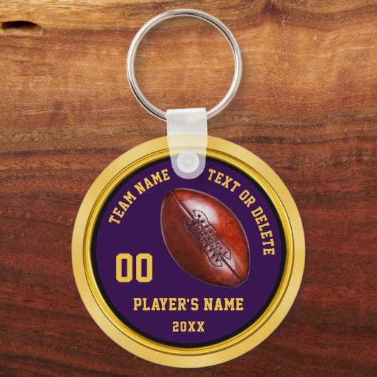 選手のための安い紫と金ゴールドのサッカーの贈り物 キーホルダー (正面)