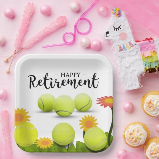 選手のための花付きテニスボール引退 ペーパープレート (パーティー)