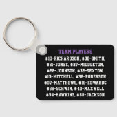 選手の名前を持つバレーボールのコーチ – 紫 キーホルダー (裏面)