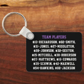 選手の名前を持つバレーボールのコーチ – 紫 キーホルダー (裏面)