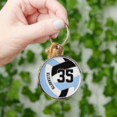 選手の名前ジャージー番号ブルーブラックバレーボール キーホルダー (手)