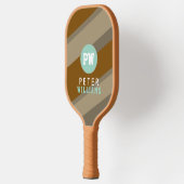 選手の名前Monogram on Tanストライプの ピックルボールラケット (左)